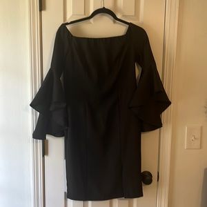 Venus little black dress with bell sleeves -size 6.